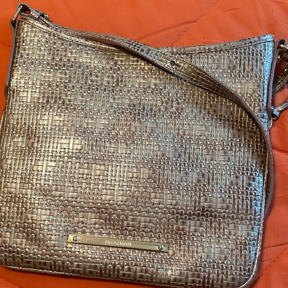 Brahmin Woven Metallic Crossbody Bag
